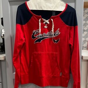 Reebok Women's Capitals Red and Black Scoop Neck Sweater
